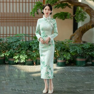 2024改良旗袍裙秋冬款加绒加厚冬天新中式冬季大码微胖高贵晚礼服