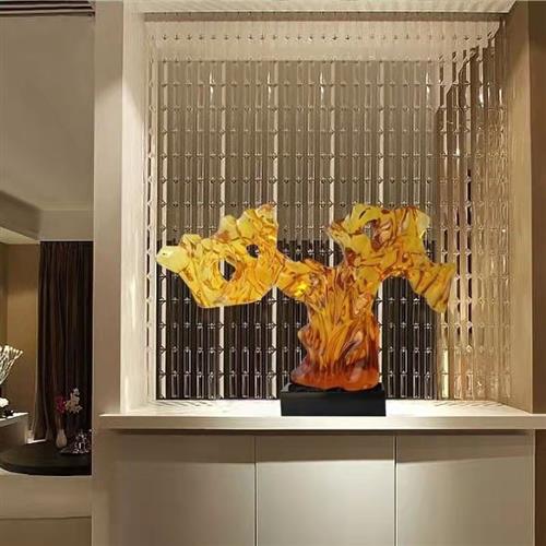 现代酒店客厅创意抽象桌面摆件高端铂晶透明树脂摆件雕塑立体艺术