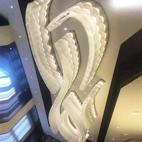 酒店大堂宴会厅水晶灯波浪形售楼部会所非标定制异形水晶吸顶灯