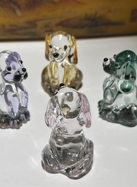 淄博动物琉璃水晶狗家居车载办公桌面工艺品猫狗玻璃摆件装饰礼物