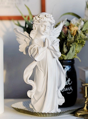 北欧复古祈祷少女天使雕像摆件家居客厅桌面摆设软装饰品拍照道具