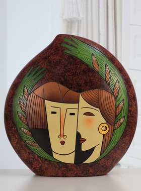 美式家居装饰品摆件客厅卧室玄关陶瓷工艺品摆设父母祝寿吉祥礼物