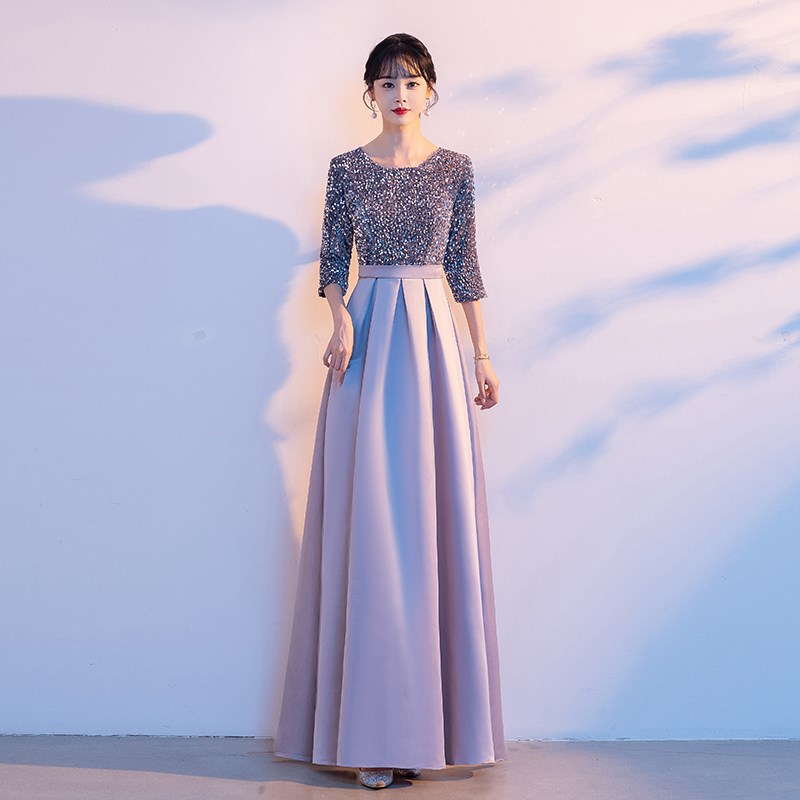 大合唱团演出服女长裙成人诗歌朗诵红歌比赛宴会主持人气质晚礼服