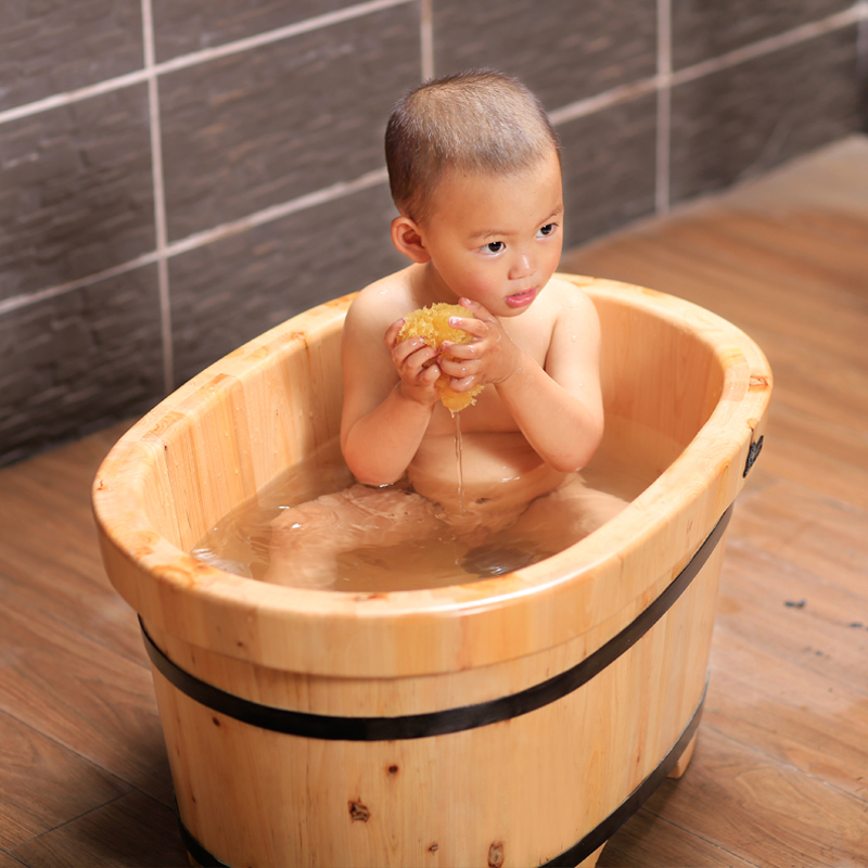 香柏木婴儿泡澡木桶浴桶小孩儿童浴盆加大宝宝坐躺洗澡泡澡桶全身