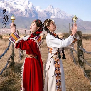 藏族服装女男舞蹈演出服冬装2024新款藏式男士民族服全套长袖藏袍