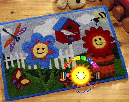 aa段段绣/毛线绣/地毯绣/绒绣/钩针绣 坐垫/挂毯 小花园(2件包邮