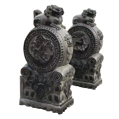 甄选石雕天然门墩抱鼓石一对青石仿古麒麟庭院石墩石鼓门口别墅摆