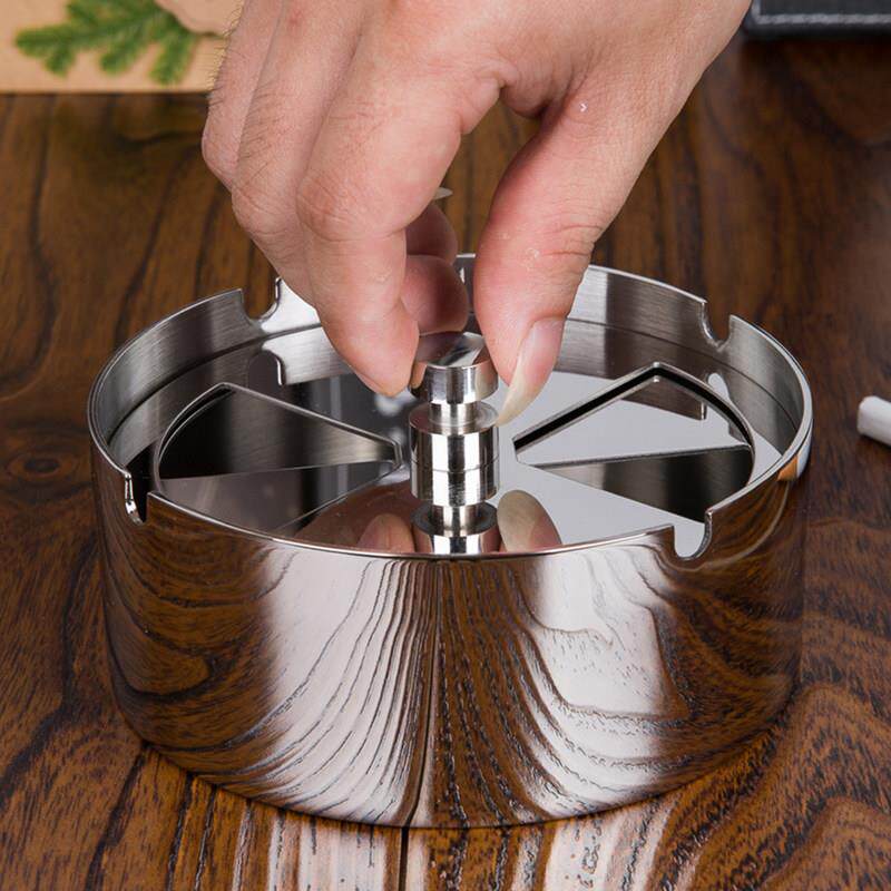 不锈钢烟灰缸大容量防风带盖车载烟缸台球旋转盖商用车用定制logo