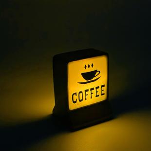 氛围感可爱咖啡小灯冰箱贴迷你猫咪小夜灯微弱光桌面摆件装饰磁贴