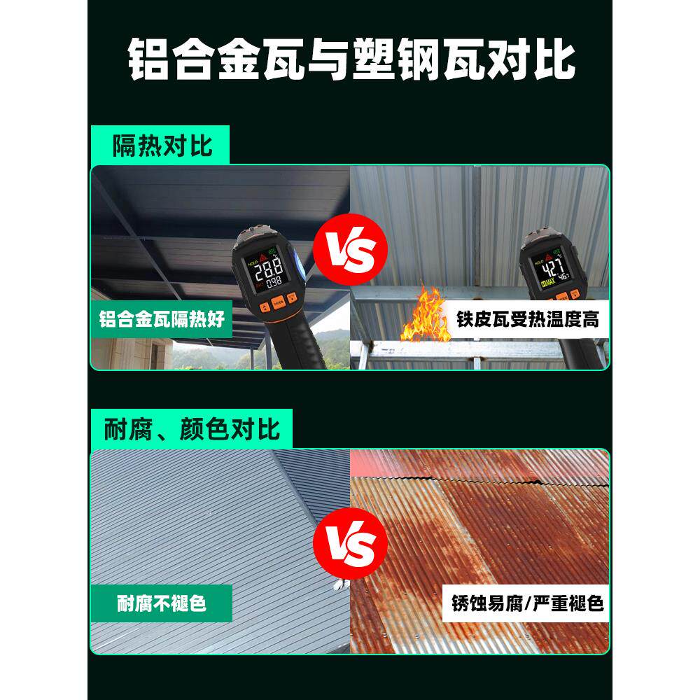 长城板铝合金屋顶瓦双层隔热铝瓦大板盖板养殖场旧房改工厂铝塑板