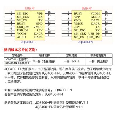 语音芯片串口控制USB芯片mp3芯片语音识别模块MP3音质JQ8400-FN
