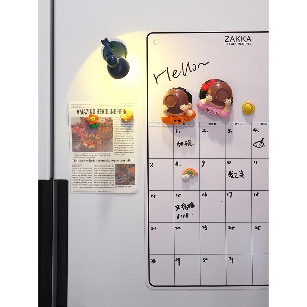 zakka日历计划表冰箱贴留言板磁贴白板磁吸门上辅食记录备忘打卡