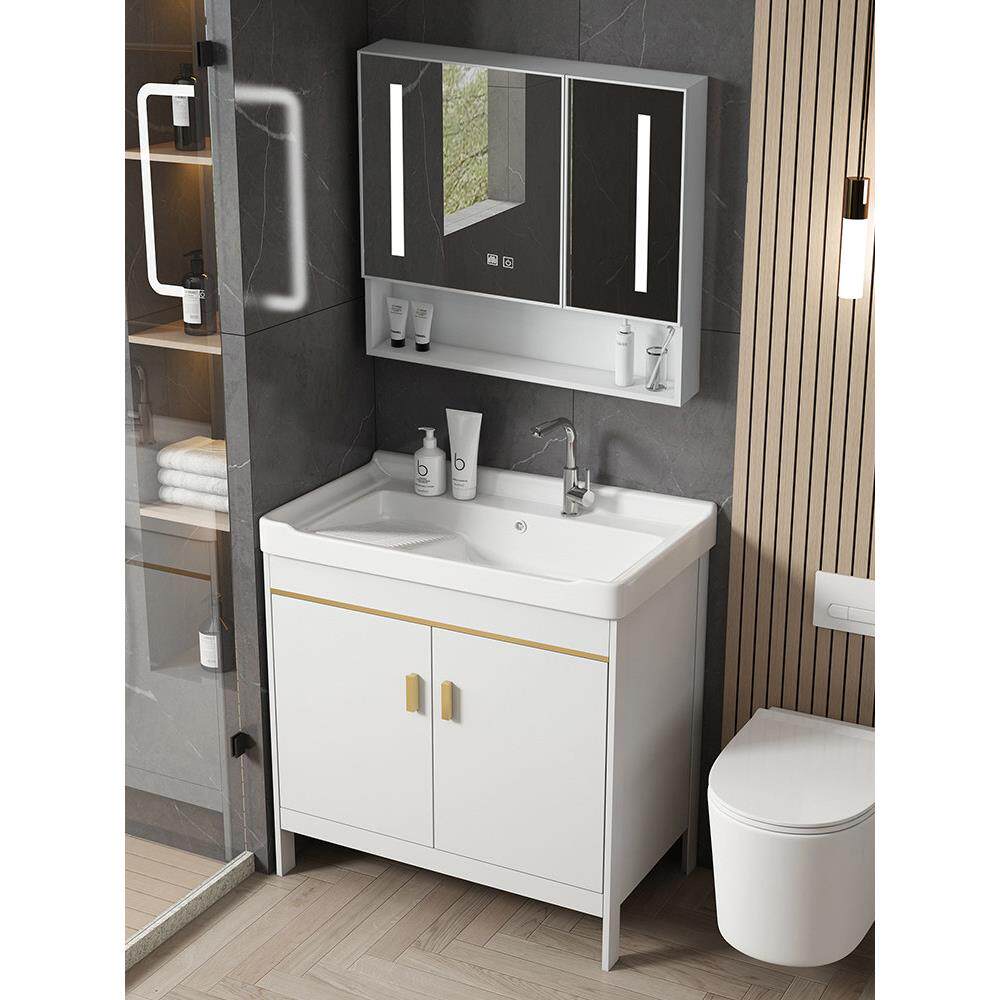 新款卫生间洗手盆柜组合落地式浴室柜阳台洗衣盆陶瓷一体搓衣盆柜