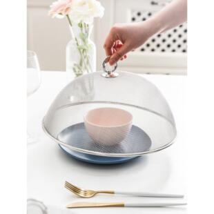 唯物生活 餐桌不锈钢饭菜盖罩菜神器圆形小号家用防蝇防蚊虫网罩