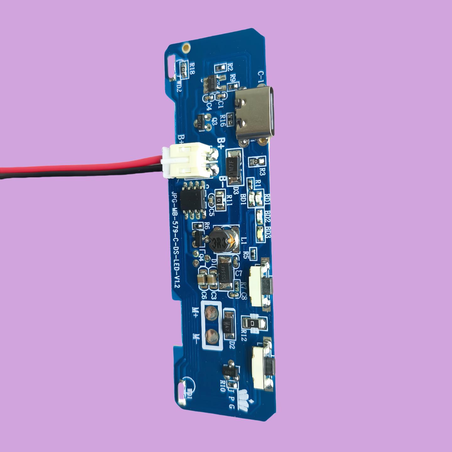 夹子小风扇电路主板双按键无刷三档TC充电口线 线路控制配件现货