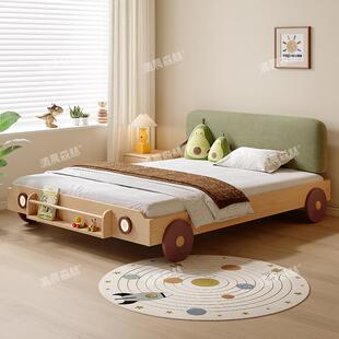 清晨森林清晨森林儿童床男孩卧室床1米5汽车床全实木男童带护栏床