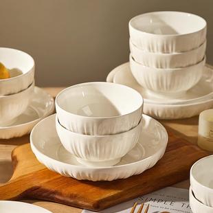 顺祥陶瓷碗碟套装家用简约现代吃饭的碗10个装釉下彩碗盘高档餐具