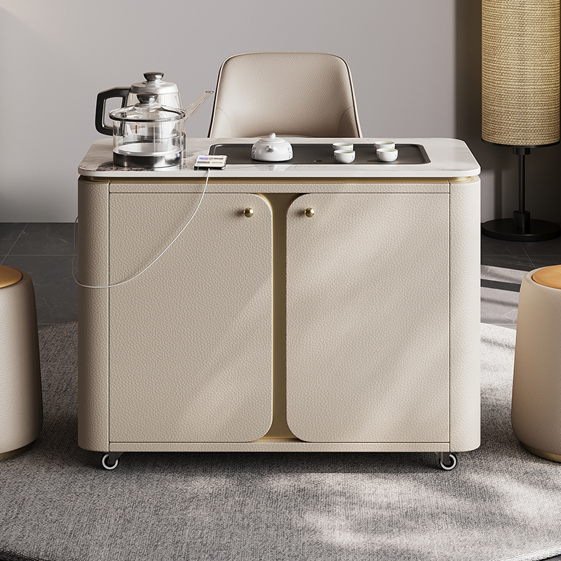 巴德明顿岩板轻奢现代移动茶车