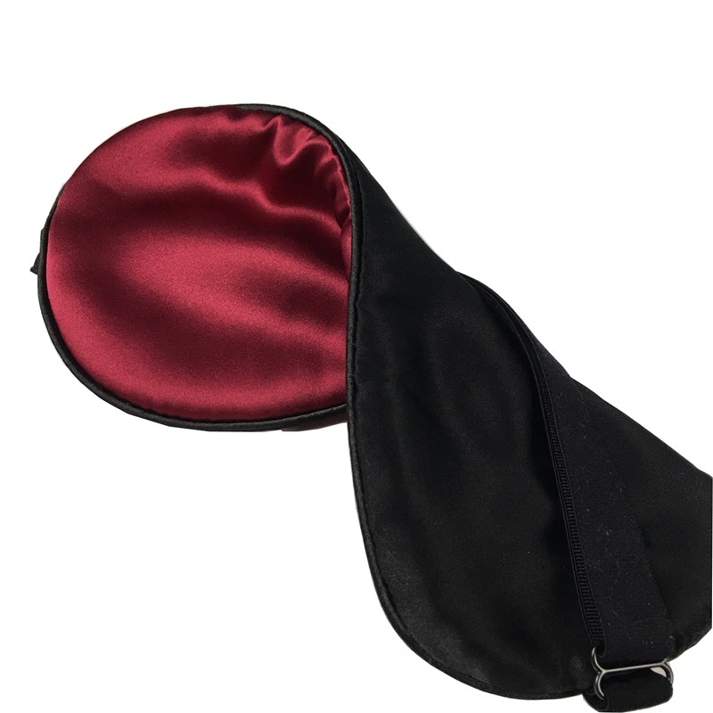 YUNS真丝眼罩 酒红100%桑蚕丝填充失眠安神绑带可调节