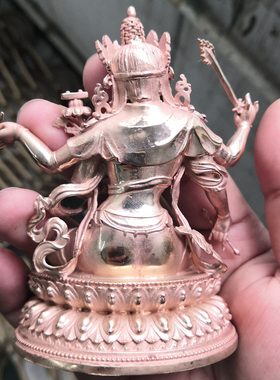 10公分红铜四臂文殊菩萨佛像铜佛像藏传佛居家供奉纯铜紫铜密宗