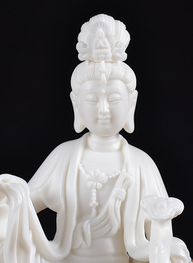 陶瓷工艺观音佛像白瓷自在观世音菩萨家居客厅博古架中式禅意摆件