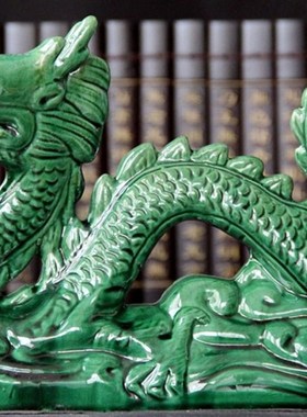 陶瓷龙摆件唐三彩龙家居桌面摆件办公送礼工艺品礼品饰品摆设青龙