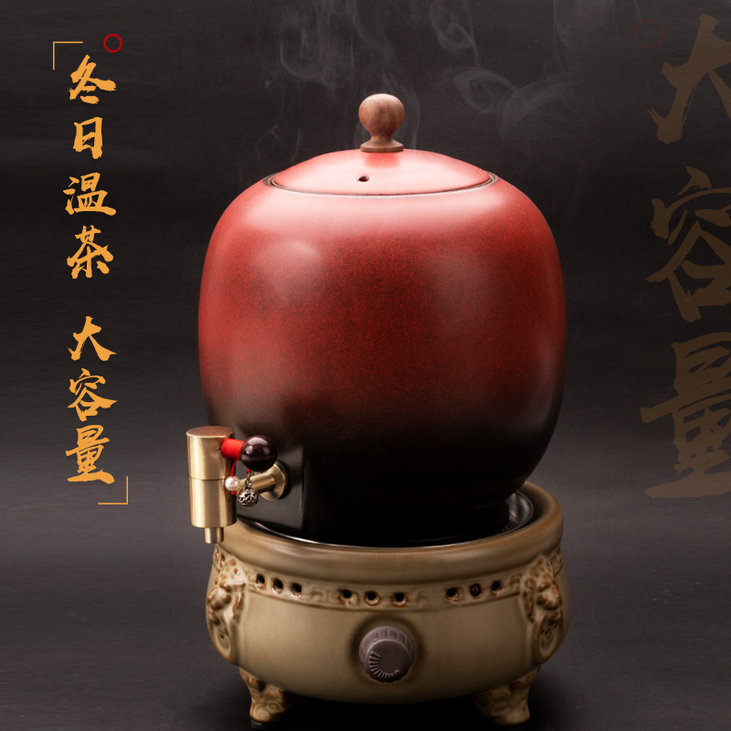 帝依大号煮茶器温茶炉普洱茶缸 电陶炉黑陶温茶罐
