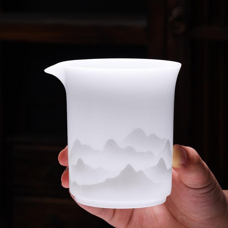 冰种玉瓷公道杯茶具分茶器端公杯茶单功夫茶杯