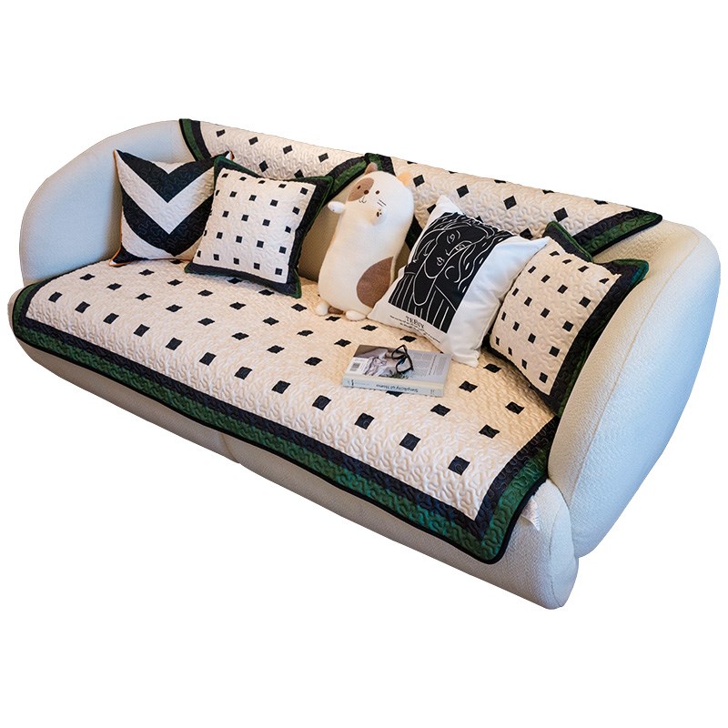 复古几何格子阵列沙发垫小清新高级感沙发坐垫防滑沙发罩盖巾垫