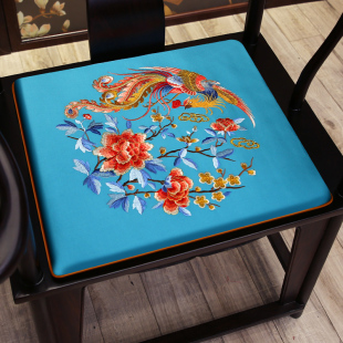 刺绣实s木沙发垫圈椅太师椅餐椅登子薄款 红木椅子坐垫中式 海绵座