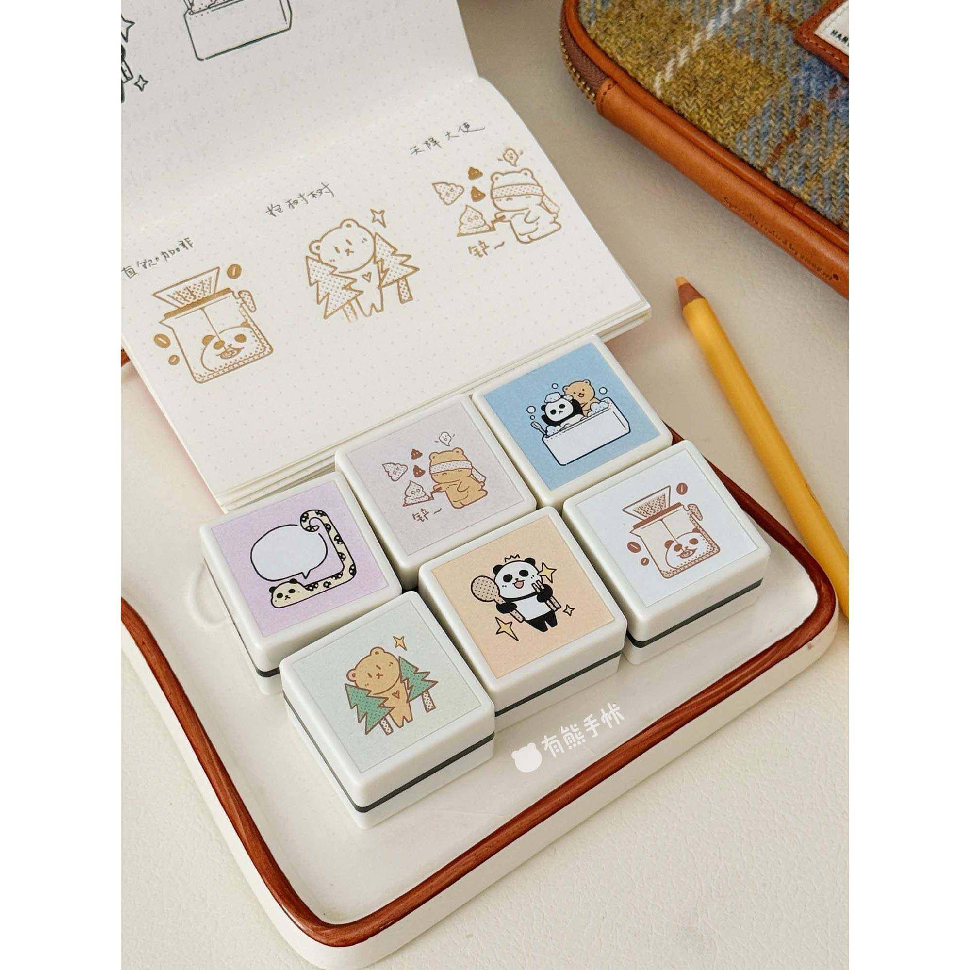 有熊手册，插图印章，洗澡，干大米，咖啡，便便铲，抱树，可爱的熊猫，自动墨水,文具电教/文化用品/商务用品,手帐印章,淘宝优惠券,粉丝福利购,淘宝优惠卷