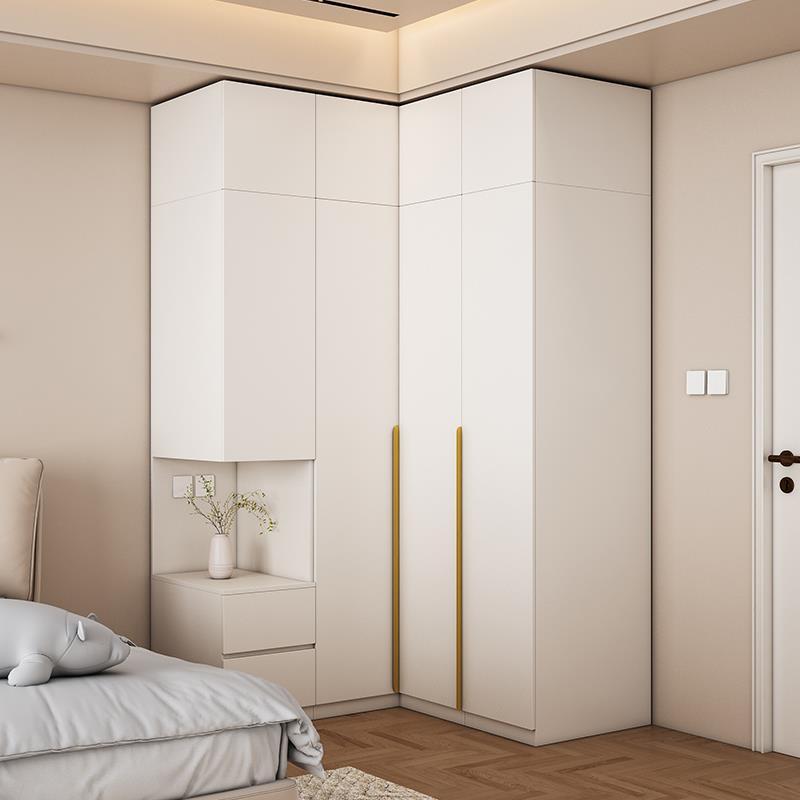 实木转角衣柜梳妆台卧室家用拐角L型衣帽间90度书桌衣橱一体组合