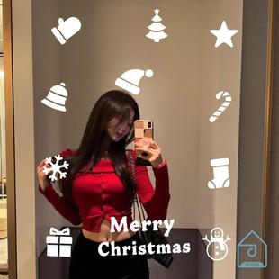 圣诞节镜子装饰拍照打卡地网红服装奶茶咖啡试衣间节日氛围感布置