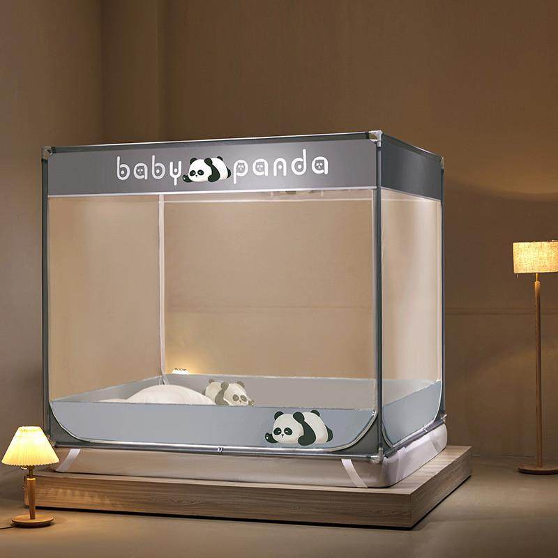 A类全底坐床儿童防摔蚊帐床笠式回底三门1.8m单人1.35m加粗支架