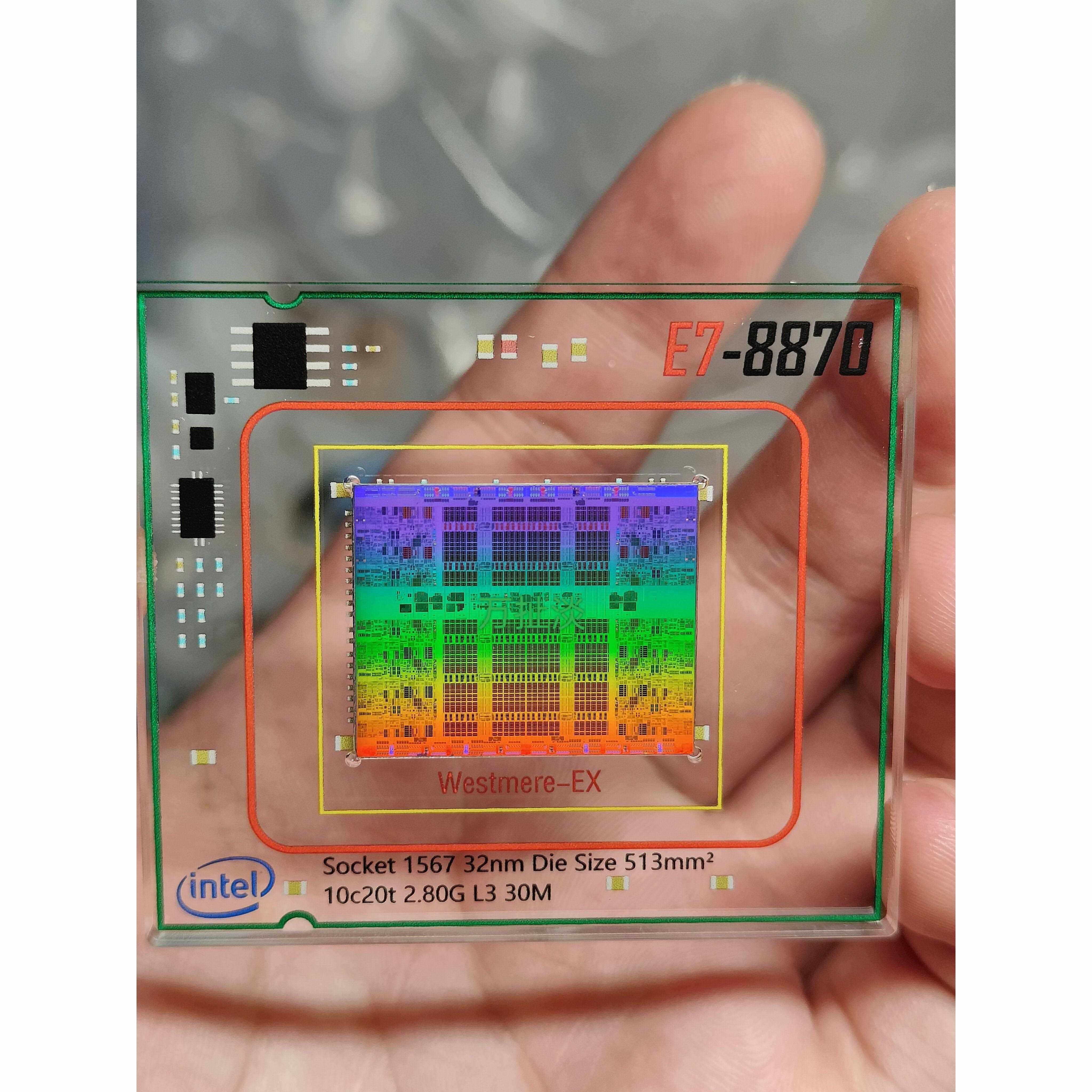 intel英特尔至强xeon E7 8870CPU晶圆摆件集成电路芯片半导体滴胶图片