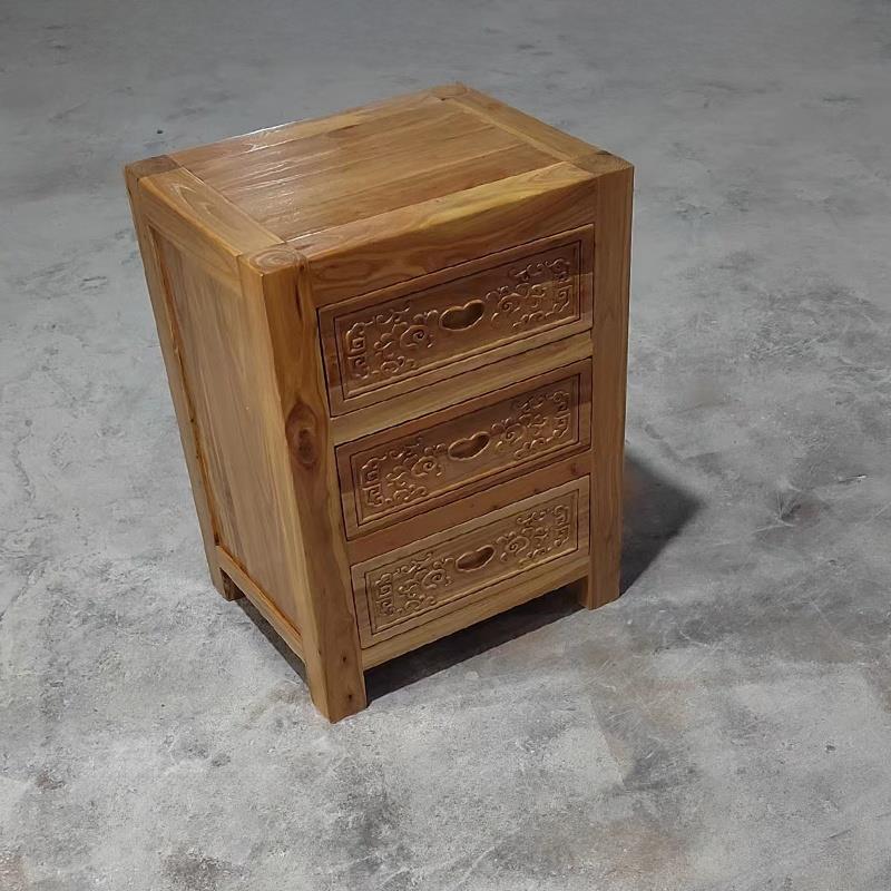 老榆木全实木床头柜卧室收纳储物柜现代简约靠墙柜角柜矮柜多用柜