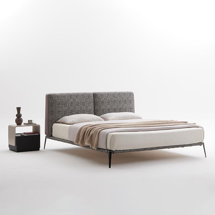 意大利Normcore帕克床设计师房子卧室主卧室经典的棉麻织物床简单