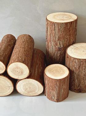 圆木桩壁炉装饰木头树桩造型木材木柴家居饰品摆饰实木墩栅栏道具