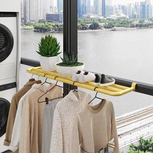 阳台晒鞋架挂在窗户上的晾衣架子置物架窗台窗外延伸晾晒衣杆支架