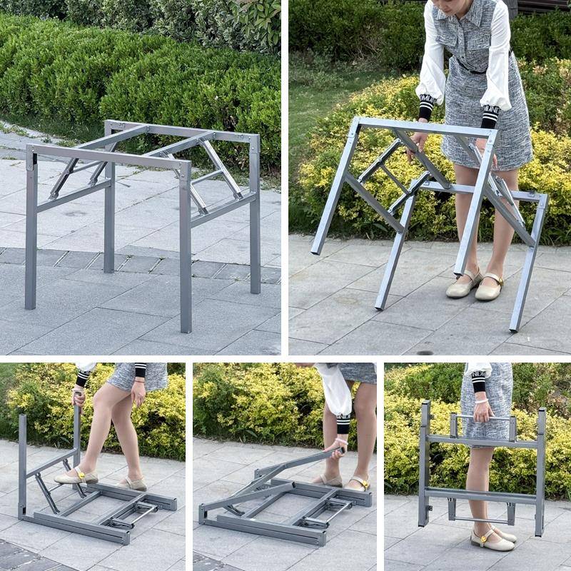 正方形铁桌架吃饭桌子腿桌脚餐桌脚架折叠架子桌腿支架金属桌子架