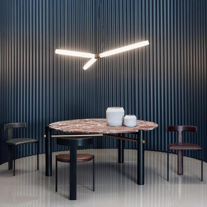 法式长条吊线灯商场吊灯餐厅餐桌样板房设计师360度发光造型led灯