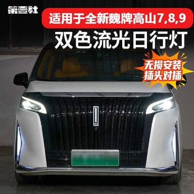 适用魏牌高山升级外观装饰套件发光车标灯流水方向灯侧翼灯改装件