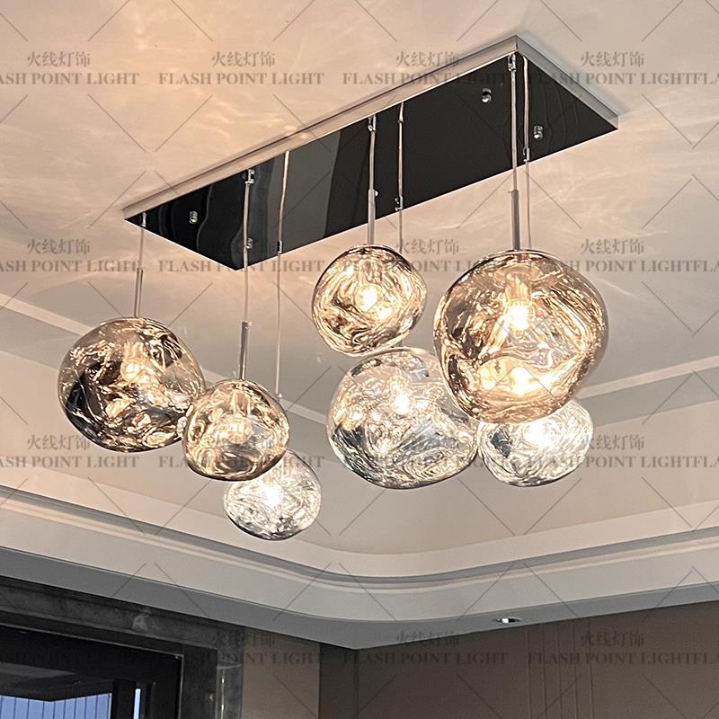 设计师款熔岩餐厅吊灯高端大气别墅岛台吧台长线灯餐桌高级感客厅