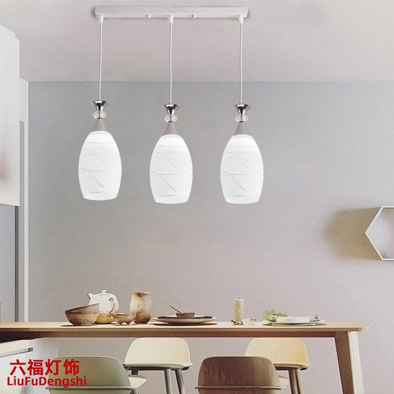 饭厅吊灯三头现代简约新款led圆形北欧田园创意个性吧台饭厅灯具