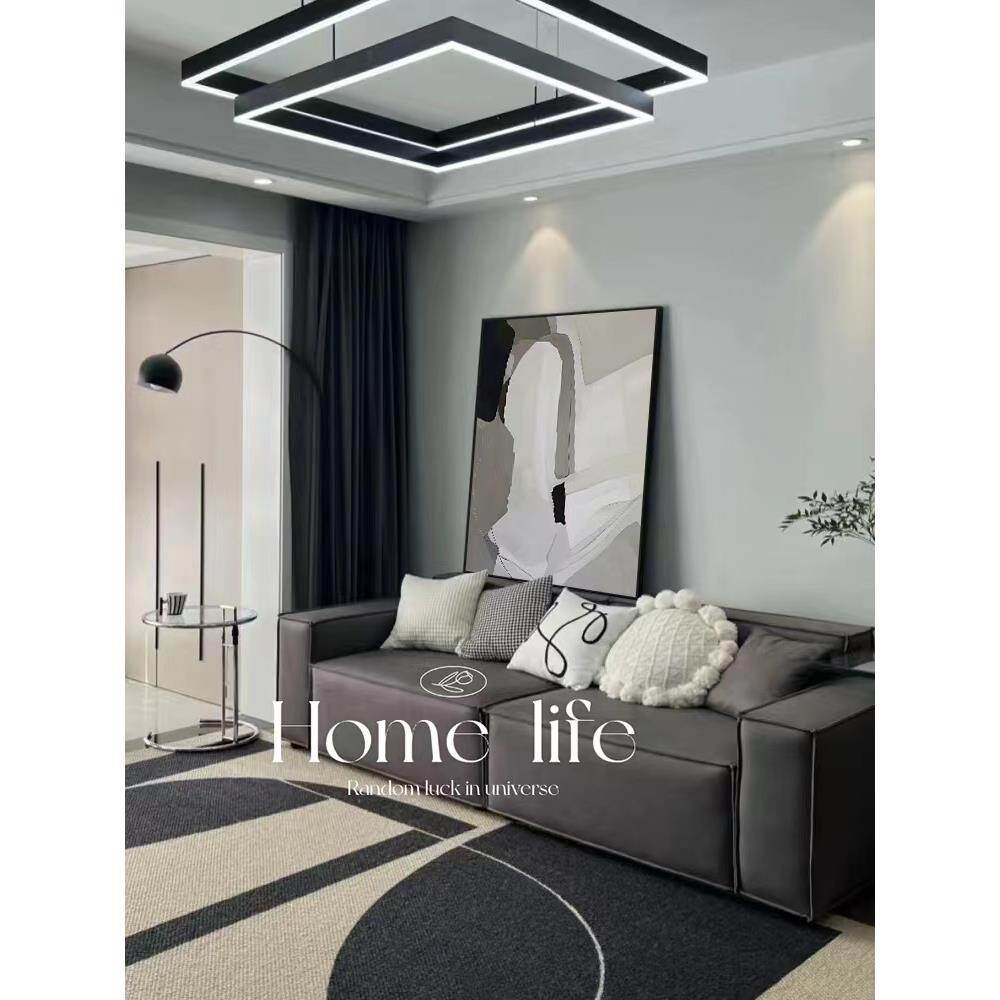 极简黑白灰客厅装饰画落地画抽象艺术玄关挂画高级感背景墙画壁画