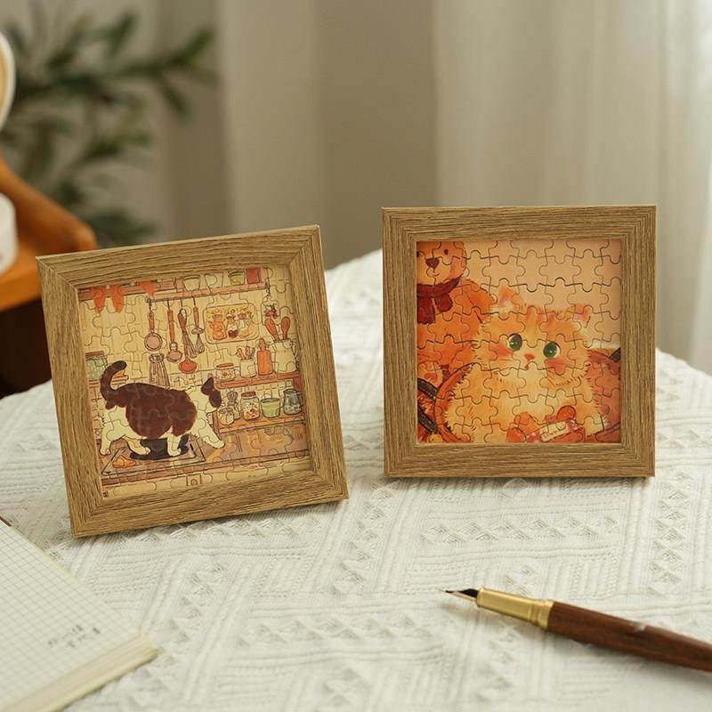 小日子不翻篇 治愈系猫咪拼图礼盒带相框 益智解压桌面摆件小礼物,家居饰品,积木/拼图画,淘宝优惠券,粉丝福利购,淘宝优惠卷