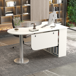 转角书桌书架组合一体电脑台式 桌简约家用卧室学生学习桌写字桌子