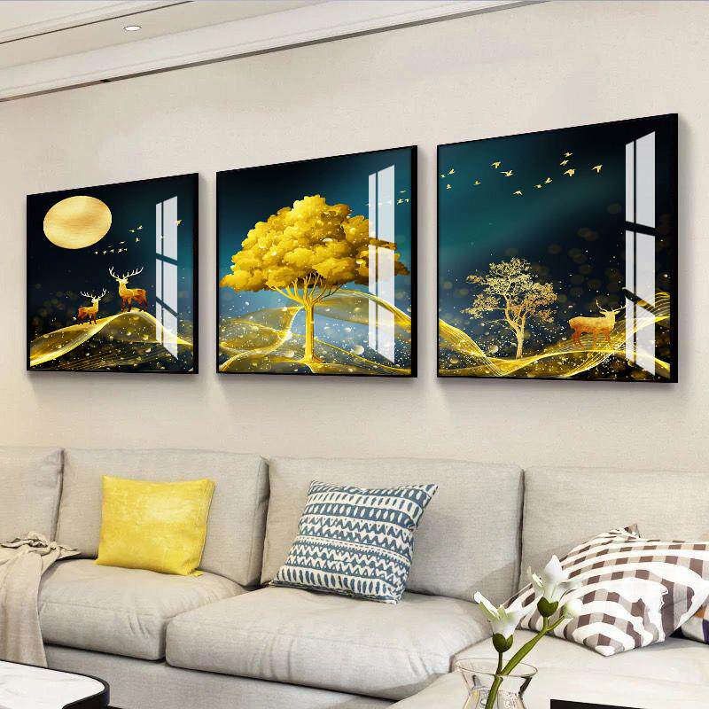 北欧客装饰画代简约水晶卧室厅ML-79壁画现沙发景墙背挂画欧式三