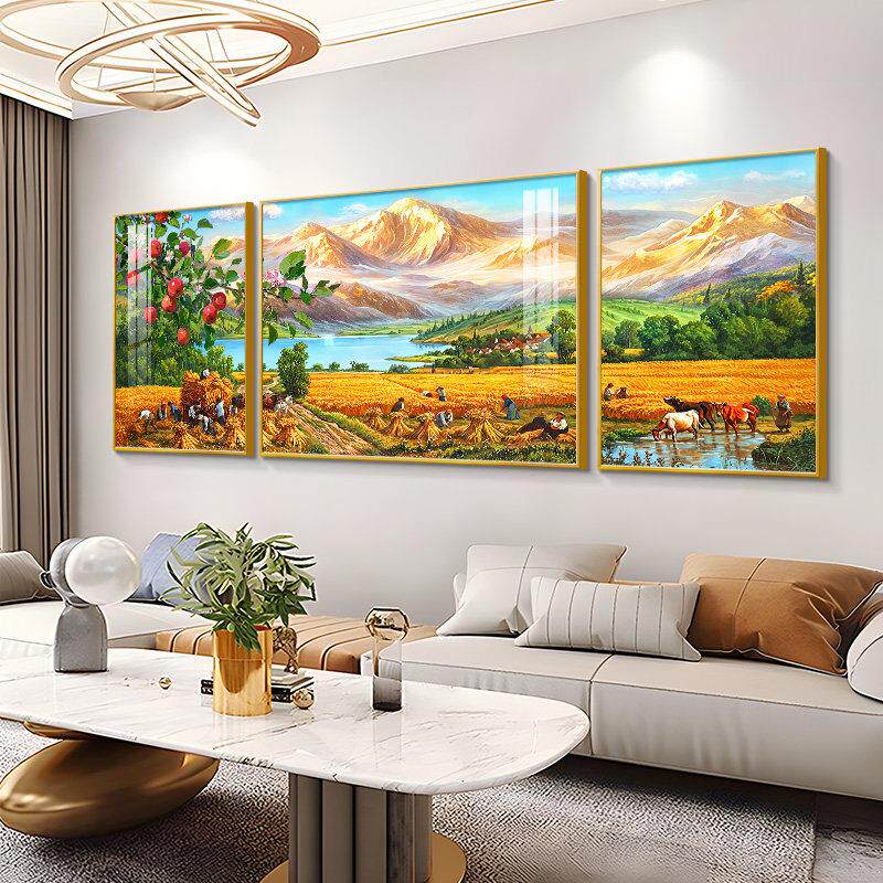 梵高丰收客厅装饰画 画轻奢高级感沙发背景墙挂画 画聚宝盆山水风