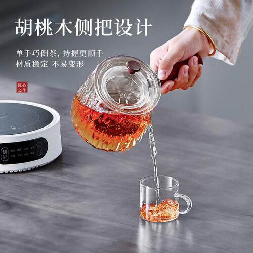 家用泡茶壶晶茶水分离025新款侧把煮壶茶具玻璃茶2壶明火黑炉WL-X